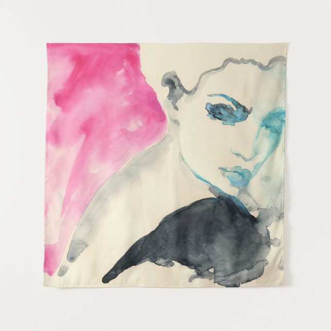 Tenture Portrait féminin : Aquarelle (Devant)