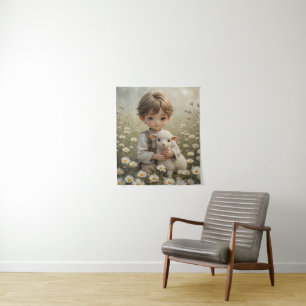 Tenture Portrait Vintage doux avec petit agneau