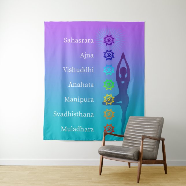 Tenture Pose d'arbre Chakra : méditation d'art spirituel d (En situation)