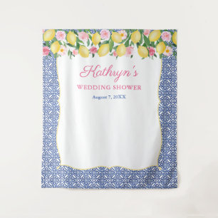 Tenture Positano Lemons Carreaux Bleus Photo Booth Arrière