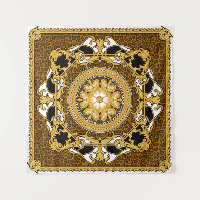 Tenture Poster de animal Golden Scrolls soie (Devant)