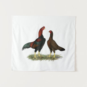 Tenture Poules Aseel Black Red