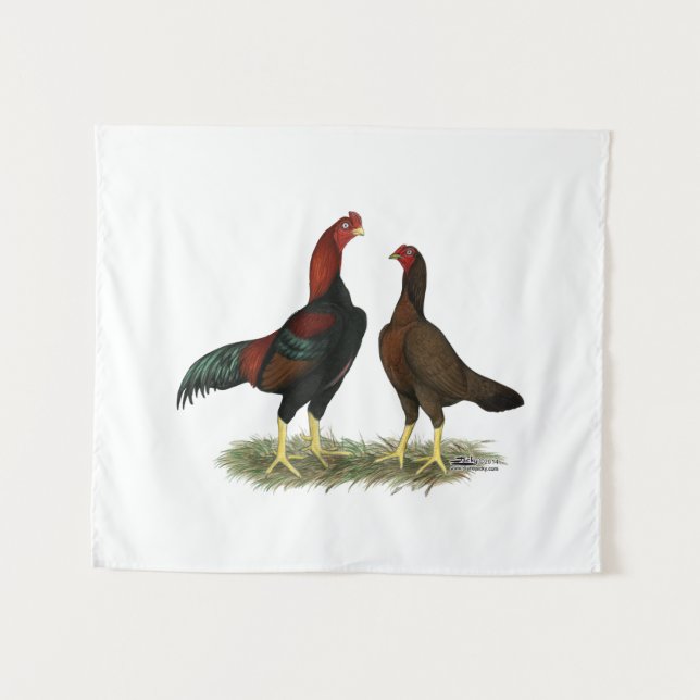 Tenture Poules Aseel Black Red (Devant (Horizontal))