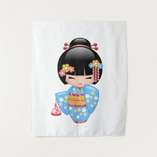 Tenture Poupée Maiko Kokeshi - Cute Japonaise Geisha Girl