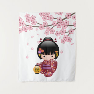Tenture Poupée Sakura Kokeshi - jolie fille japonaise Geis