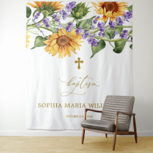 Tenture Pour n'importe qui Baptême fond - Fleurs de soleil