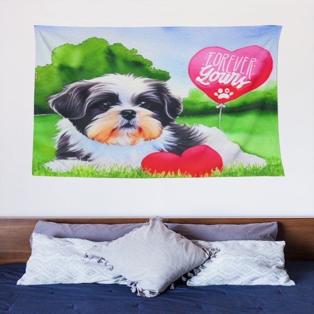 Tenture Pour toujours ton Shih Tzu Aquarelle (Créateur téléchargé)