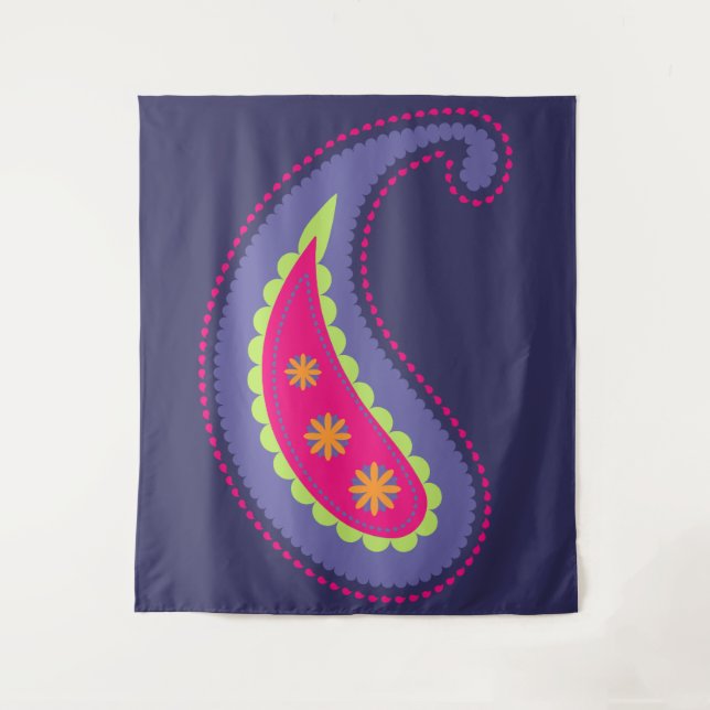 Tenture Pourpre et rose paisley (Devant)