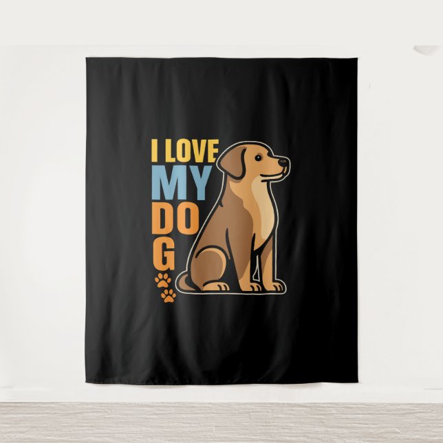 Tenture Pourquoi j'aime mon chien - Design chaleureux Cele (Devant)