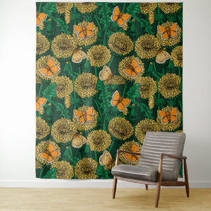 Tenture Pré de Dandelion sur vert foncé