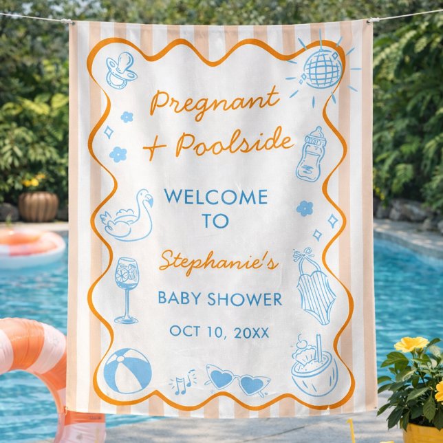 Tenture Pregnant & Poolside Summer Pool Party Baby Shower (Créateur téléchargé)