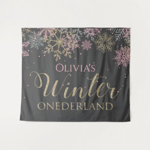 Tenture Premier anniversaire de fille hiver Onederland ros