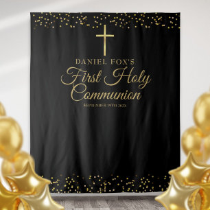 Tenture Premier fond doré pour photo de première communion