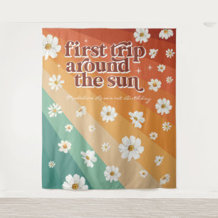 Tenture Premier Tour Autour du Soleil   Retro Daisy Rainbo