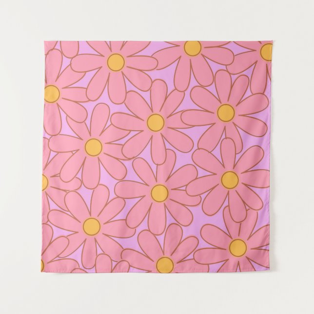 Tenture Preppy rose violet Floral simple Motif de fleurs (Devant)
