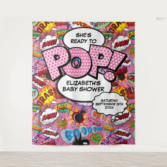 Tenture Prêt à taper Baby shower rose fond photo (Devant)