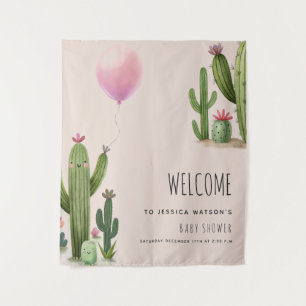Tenture Prêt pour la Pop Girl Balloon Cactus Baby shower v