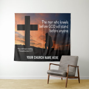 Tenture PRIEZ SANS CESSE Art de mur d'église chrétienne