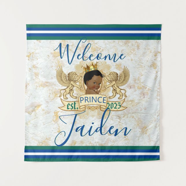 Tenture Prince africain royal Élégant Fond de monogramme (Devant)