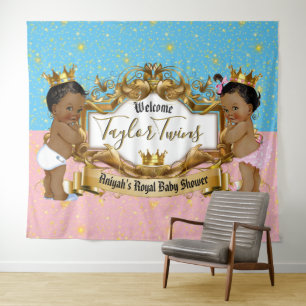 Tenture Prince et Princesse Royale Africaine Bleu   Or Ros
