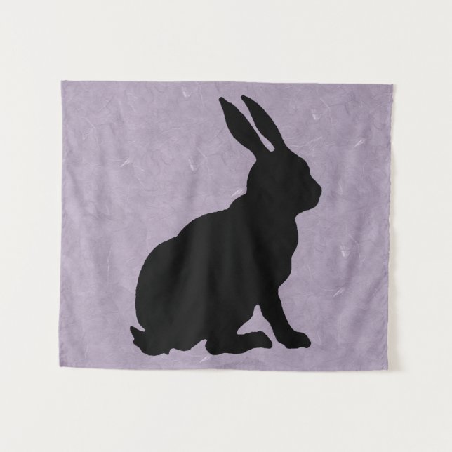 Tenture Profil latéral Noir Silhouette assise Bunny Violet (Devant (Horizontal))