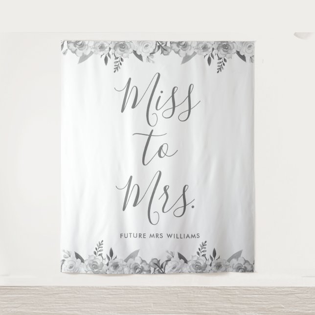 Tenture Prop de mariage floral Miss to Mrs Banner (Devant)