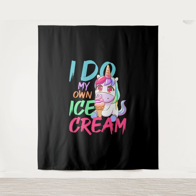 Tenture Propre crème glacée drôle Unicorn crème glacée été (Devant)