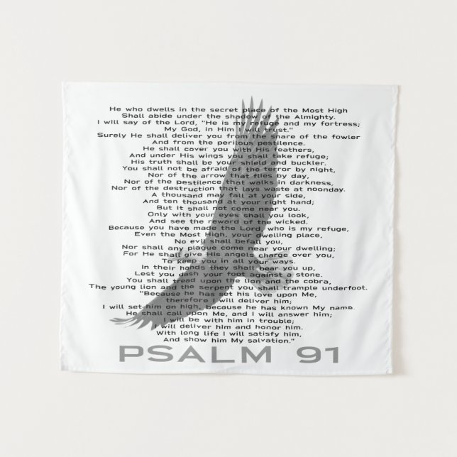 Tenture Psaume 91 Art Noir et blanc Eagle Tapestry (Devant (Horizontal))