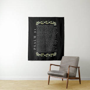 Tenture Psaume 91 Écriture botanique chrétienne de verdure
