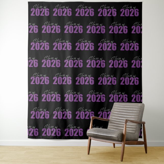 Tenture Purple Glitter Class of 2026 Photo Backdrop (En situation)