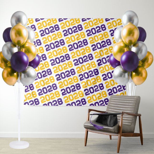 Tenture Purple & Gold N'IMPORTE QUELLE Année de classe Con (Purple and Yellow Gold Graduation Repeating Class Year Tapestry Background)