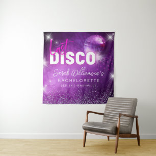 Tenture Purple Neon rose Dernier Disco Bachelorette Party