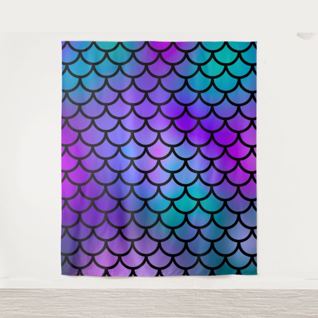 Tenture Purple rose Turquoise bleu sirène photo fond (Devant)