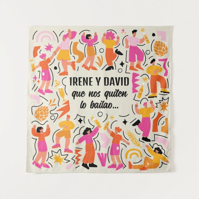 Tenture Que nos quiten lo bailao Boda Festival Rosa Naranj (Devant)