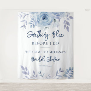 Tenture Quelque Chose de Bleu Script Baby Shower Mariage