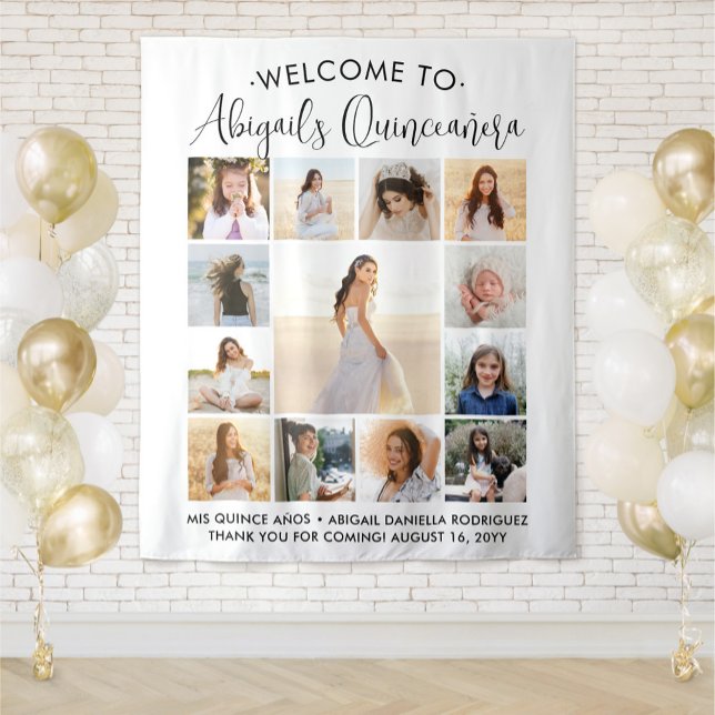 Tenture Quinceañera Photo Collage 15e anniversaire Bienven (Créateur téléchargé)