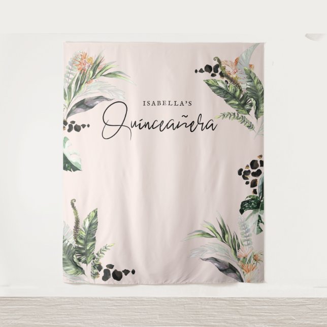 Tenture Quinceañera | Verdure et jungle de terre cuite (Devant)
