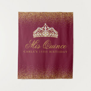 Tenture Quinze ans Burgundy et Or Paillettes