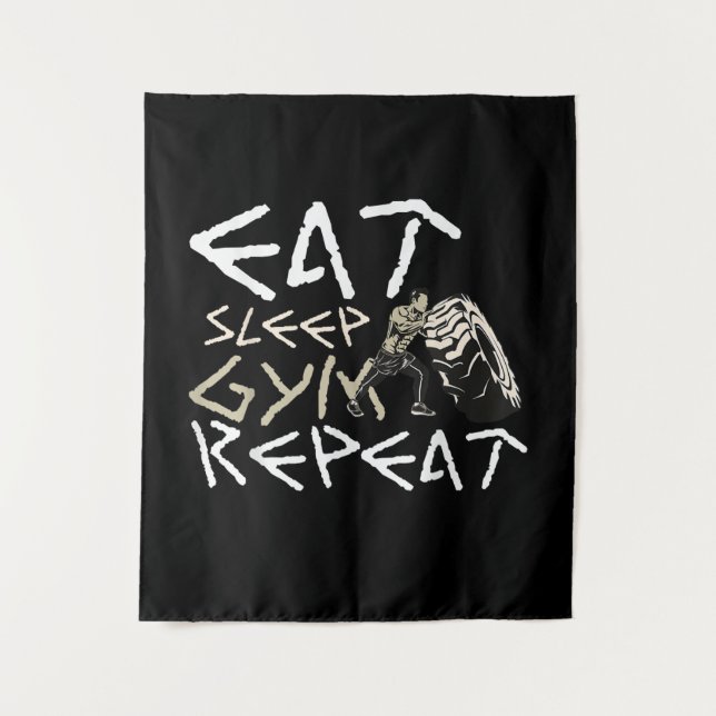 Tenture Quota Eat Sleep Gym Repeat Funny (Devant)