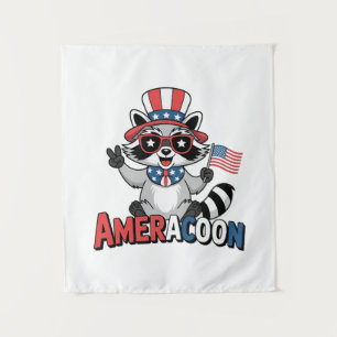 Tenture Raccoon Amérique patriotique 4 juillet Amérique