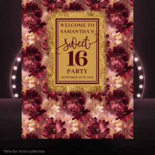 Tenture Radiant Sweet 16 Blush Burgundy Gold fond