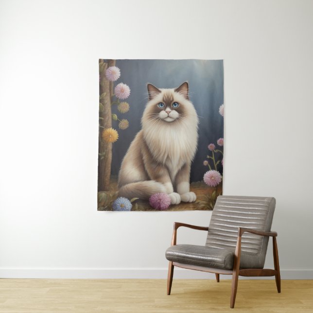 Tenture Ragdoll Chat dans Jardin Fluffy Animaux de compagn (En situation)