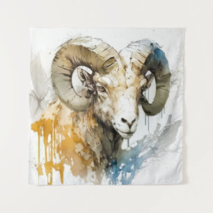 Tenture Ram Portrait Animal Peinture Faune Extérieur Art