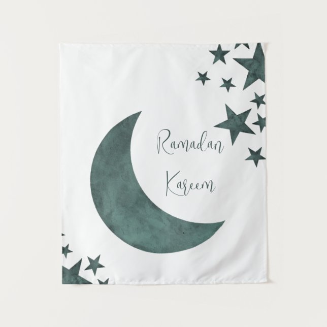 Tenture Ramadan Kareem croissant Islam moubarak stars (Devant)