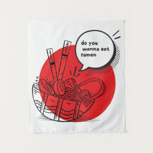 Tenture Ramen Kawaii Mignon - Nourriture Japonaise Drôle 