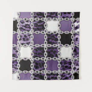 Tenture Rayon ultraviolet transparent léopard et chaîne ar