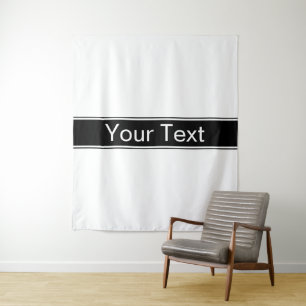 Tenture Rayure noire et blanche en gras Texte modifiable