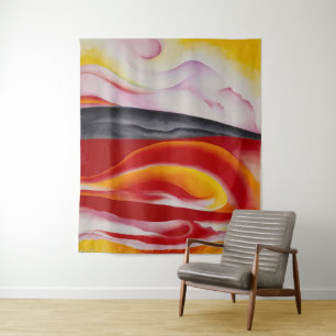 Tenture Rayure rouge, jaune et noir Georgia O'Keeffe