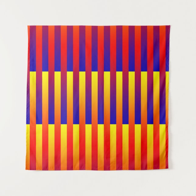 Tenture Rayures Bleu Rouge Jaune (Devant)
