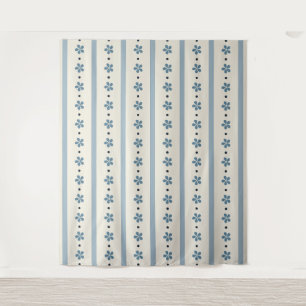 Tenture Rayures Bleues Et Crème Et Fleurs
